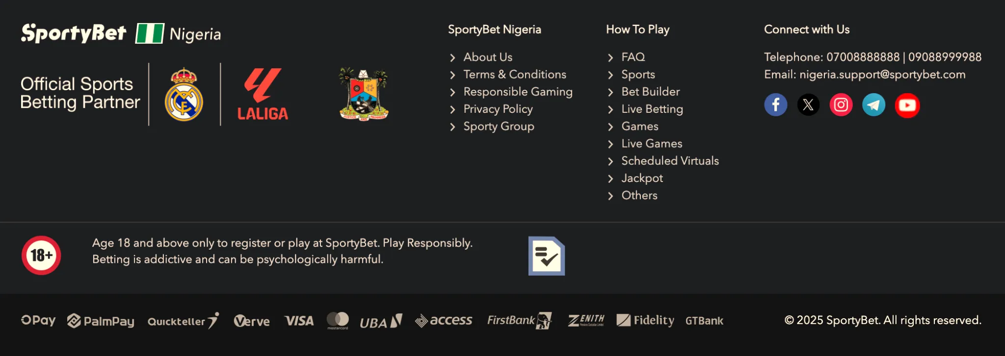Summary graphic of SportyBet Nigeria's platform leading into the FAQ section