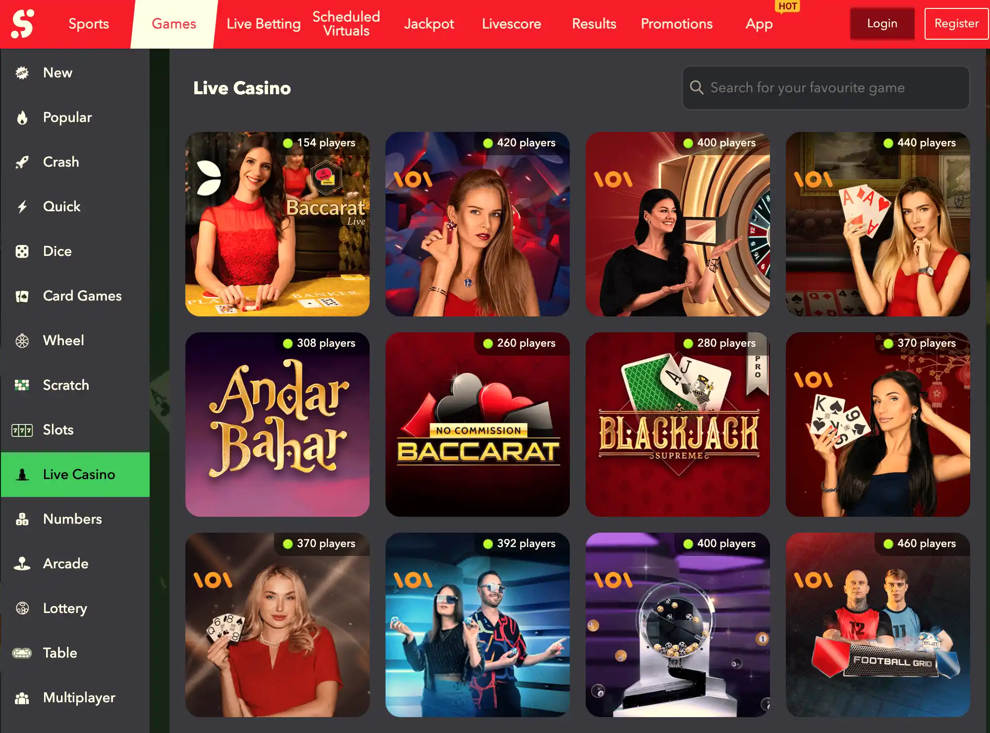 Variety of casino games, including slots and Aviator, available on SportyBet Nigeria